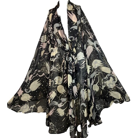 RARE Georgina von Etzdorf Silk Chiffon Abstract Florla 2 Way Skirt or Cape Scarf - Picture 3 of 8